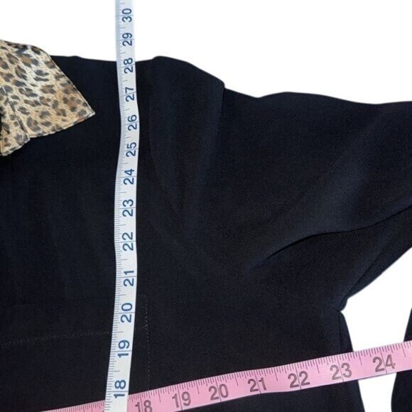 Zenobia Black Button-Up Shirt With Leopard Print Collar & Cuffs Womens XXL - Picture 8 of 8